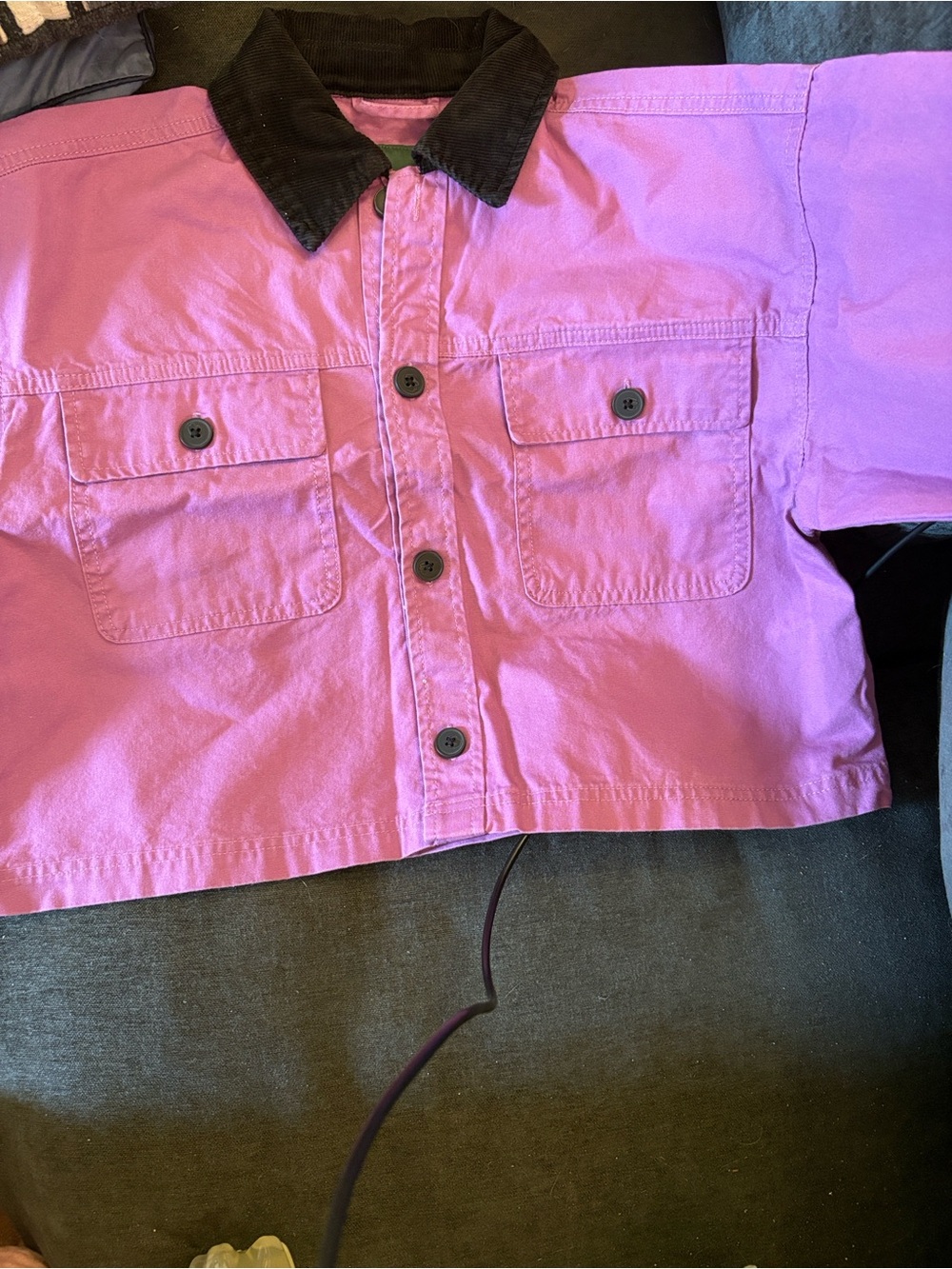 wild fable Purple Crop Jacket with Black Corduroy Collar
